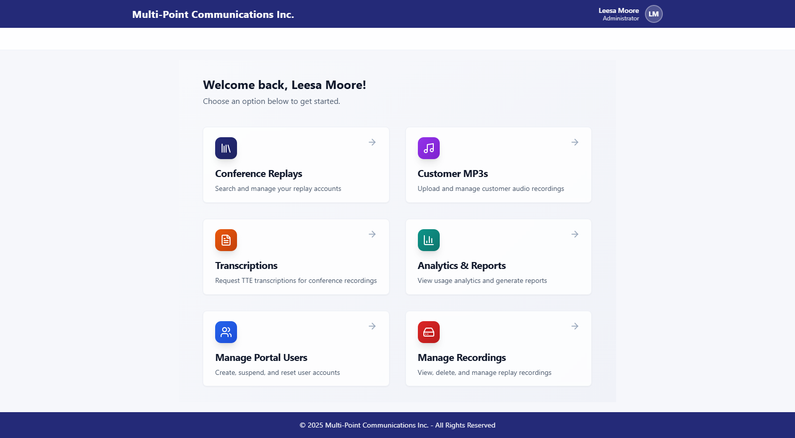 Replay Admin Portal screenshot