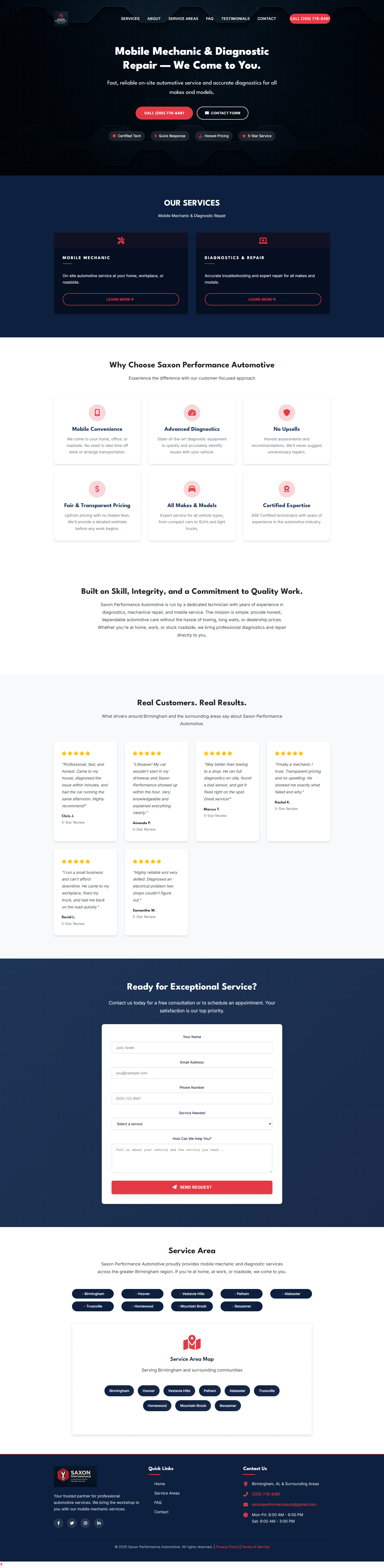Saxon Performance Automotive website screenshot